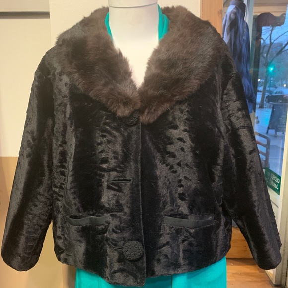 Vintage 1950’s Faux Persian with real fur collar - Picture 1 of 2